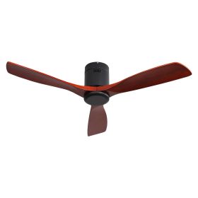 Low Profile Ceiling Fan with Remote Control;  52" Flush Mount Wood Ceiling Fan with Noiseless Reversible DC Motor for Patio Living Room;  Bedroom;  Of