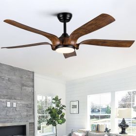 YUHAO 56 in.Farmhouse Faux wood Black Smart Ceiling Fan with Remote Control