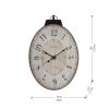 18" x 29" Antique White Oval Wall Clock, Traditional Vintage Home Decor Clock