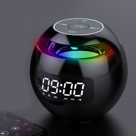 Wireless Portable Speaker With Clock Alarm & Human Body Induction, Color Atmosphere Light, Waterproof Small Speaker With Light Card (Color: black, Model: Clock Version)