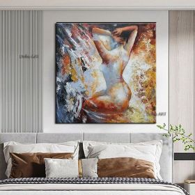 Handmade Oil Painting Hand Painted Square People Nude Modern Rolled Canvas Living Room hallway bedroom luxurious decorative painting (size: 150x150cm)