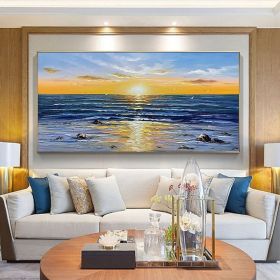 Oil Painting Hand Painted Horizontal Panoramic Abstract Modern Rolled Canvas Home hallway living room bedroom wall art (size: 90x120cm)