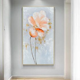 100% Handmade Orange Flower Oil Painting Modern Art Picture Living Room Luxury Abstract Art Corridor Aisle Wall Decor (size: 80x160cm)