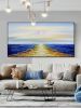 Hand-painted landscape ocean abstract seascape with sunset scenery fashion texture oil painting texture for home living room