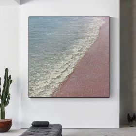 100% Handmade Abstract simple pure thick ocean sea landscape modern Oil Painting Modern Living room Home Decoration (size: 100x100cm)