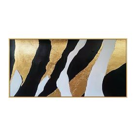 Handmade Gold Foil Abstract Oil Painting Top Selling Wall Art Modern Black and White Color Picture Canvas Home Decor For Living Room No Frame (size: 90x120cm)