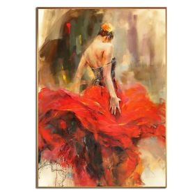 Ha's Art Handmade Abstract Oil Painting Wall Art Modern Beautiful Dancing Girl Picture Canvas Home Decor For Living Room Bedroom No Frame (size: 100x150cm)