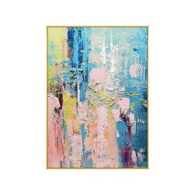 Natural Pink Blue Abstract 100% Handmade Oil Painting Canvas Paintings for Living Room Home Decoration Nordic Wall Art Pictures (size: 100x150cm)