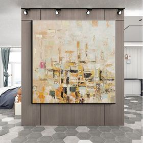 Handmade Oil Painting Color Block Gold Leaf Living Room Decoration Painting Abstract Painting Home Hanging Painting Wall Art (style: 01, size: 120x120cm)