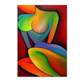 Top Skill Handmade Modern Abstract Portrait Beautiful Colorful Sexy Nude Figure Wall Art Oil Painting on Canvas for Home Decor (size: 50x70cm)