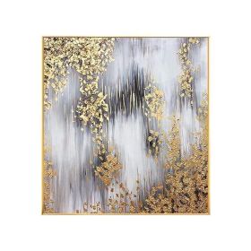 Hand Painted Abstract Oil Painting Smooth Sailing Home Decor Handmade Paintings Modern Gold Leaf Luxury Picture High Quality (size: 80x80cm)