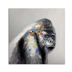 100% Hand Painted Abstract Oil Painting Wall Art Modern Monkey Picture Modern On Canvas Decor For Living Room Office No Frame (size: 90x90cm)