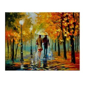 Landscape oil painting rain light street scenery lovers art canvas painting living room corridor office home decoration mural (size: 150x220cm)