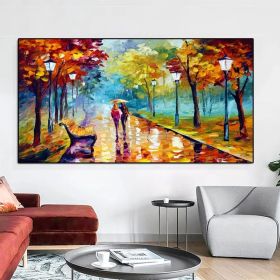 Handmade Large Abstract Knife Oil Painting Landscape Wall Art Modern Poster Living Room Home Decoration Mural Porch Frameless (size: 75x150cm)