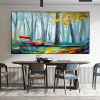 Hand painted abstract contracted manual rich tree family adornment of contemporary sitting room wall mural painting art hall