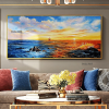 Handmade Hand Painted Wall Art On Canvas Horizontal Panoramic Abstract Modern Landscape Nightfall Sea Sky Home Living Room hallway bedroom luxurious d