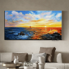 Handmade Hand Painted Wall Art On Canvas Horizontal Panoramic Abstract Modern Landscape Nightfall Sea Sky Home Living Room hallway bedroom luxurious d