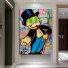 Handmade Hand Painted Oil Painting Wall Street Art Modern Abstract Alec Monopoly Millionaire Painting Home Living Room hallway bedroom luxurious decor