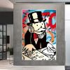 Handmade Hand Painted Oil Painting Wall Street Art Modern Abstract Alec Monopoly Millionaire Painting Home Living Room hallway bedroom luxurious decor