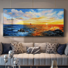 Handmade Hand Painted Wall Art On Canvas Horizontal Panoramic Abstract Modern Landscape Nightfall Sea Sky Home Living Room hallway bedroom luxurious d