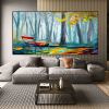 Hand painted abstract contracted manual rich tree family adornment of contemporary sitting room wall mural painting art hall