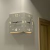 Nordic Square Modern Corner Wall Clock with Sensor Night Light Christmas Gifts