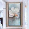 White flower thick large size square picture oil canvas painting abstract sitting room dining-room wall no framework