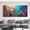 Handmade Oil Painting Canvas Wall Art Decor Original Colorful Blooming Flower painting Abstract Floral Painting for Home Decor